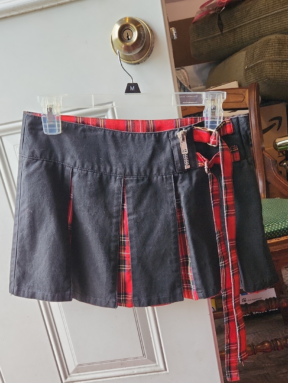 Tripp NYC Black And Red Plaid Mini Skirt